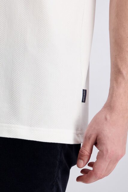 Białe Polo ze Wzorem w Jodełkę Pierre Cardin