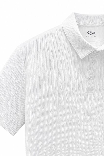 Białe Polo z Fakturą Seersucker CALA