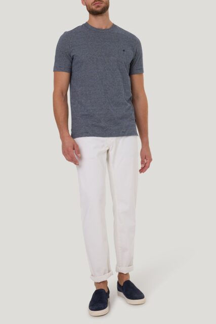 Bawełniany Granatowy T-shirt w Prążek Pierre Cardin