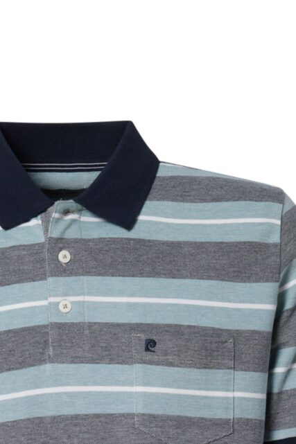 Miętowo-Szare Polo w Pasy Pierre Cardin