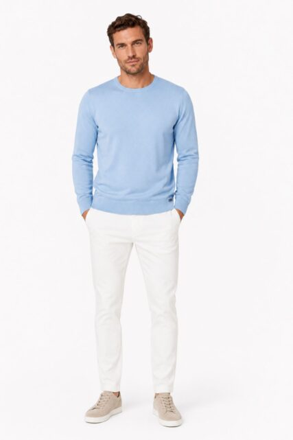 Bawełniany Sweter w Kolorze Błękitnym Pierre Cardin
