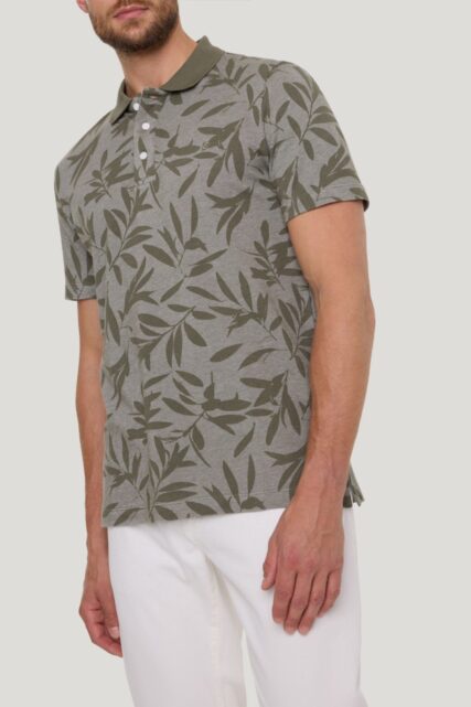 Oliwkowe Polo z Roślinnym Wzorem Pierre Cardin