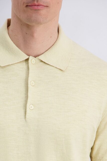 Dzianinowe Polo Pastelowo Żółte Pierre Cardin